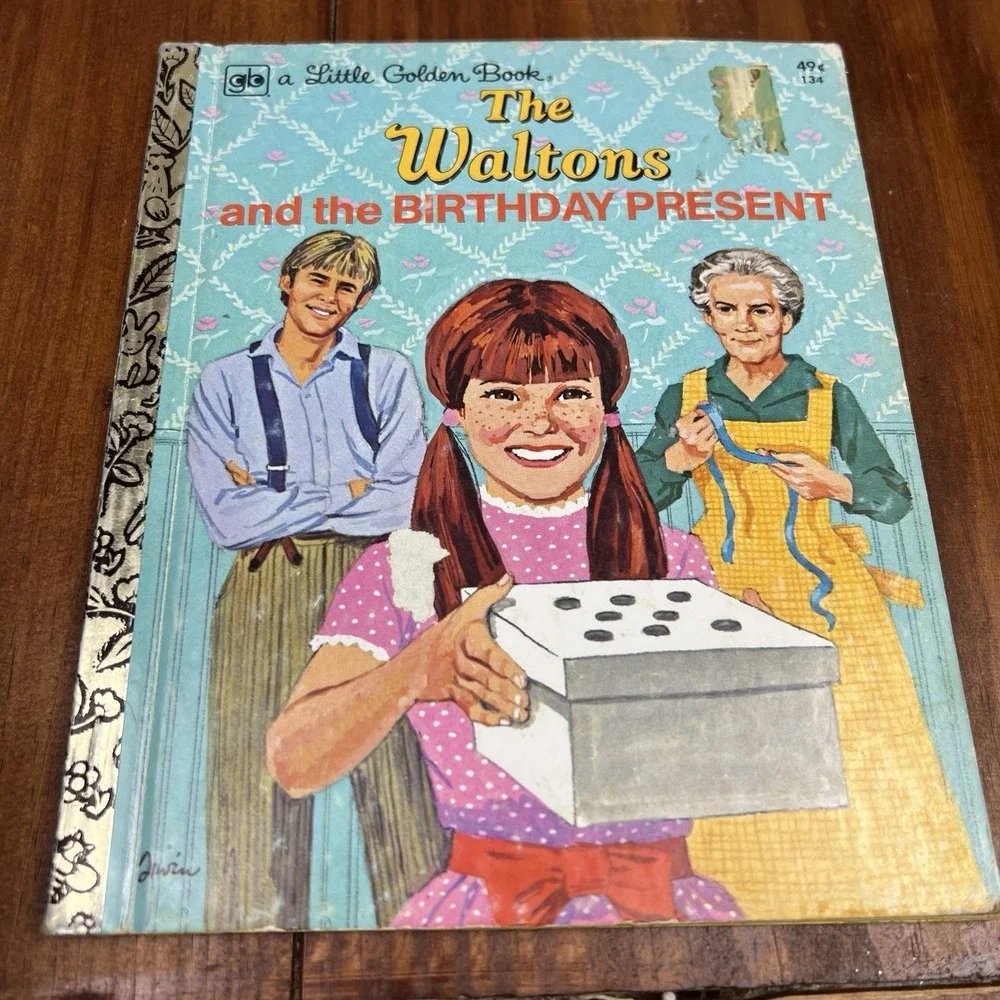 Vintage Little Golden Book The Waltons and the Birthday Present 1970s TV Tie-In